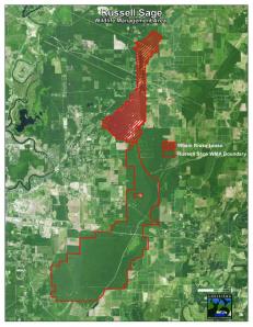 This map shows Wham Brake (in red) and the remainder of the Russel Sage WMA in Morehouse and Ouachita parishes