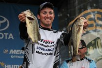Paul Mueller with two Ouachita River bass